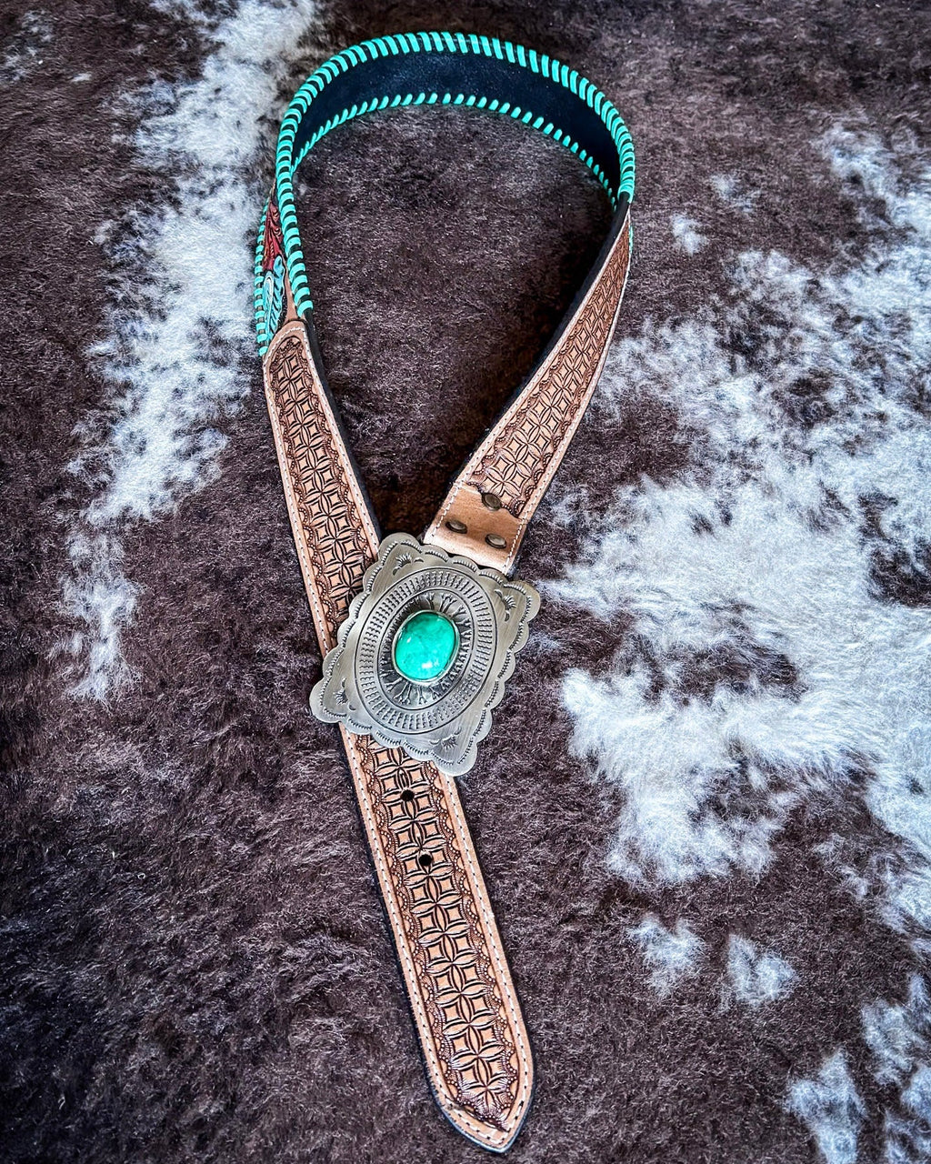Tropical Forest Hand-Tooled Concho Belt by Myra Bag