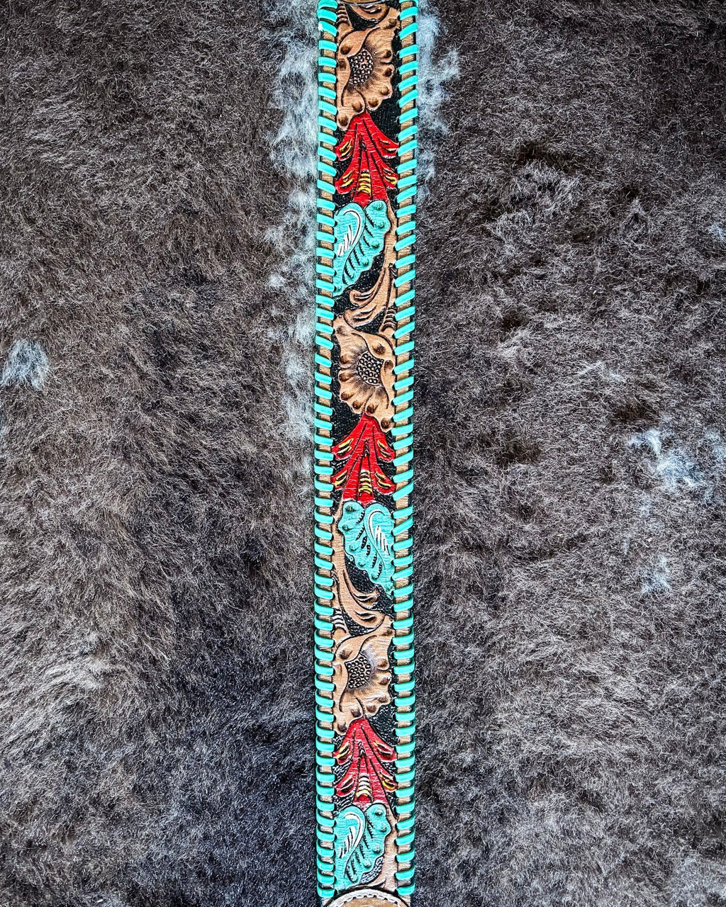 Tropical Forest Hand-Tooled Concho Belt by Myra Bag