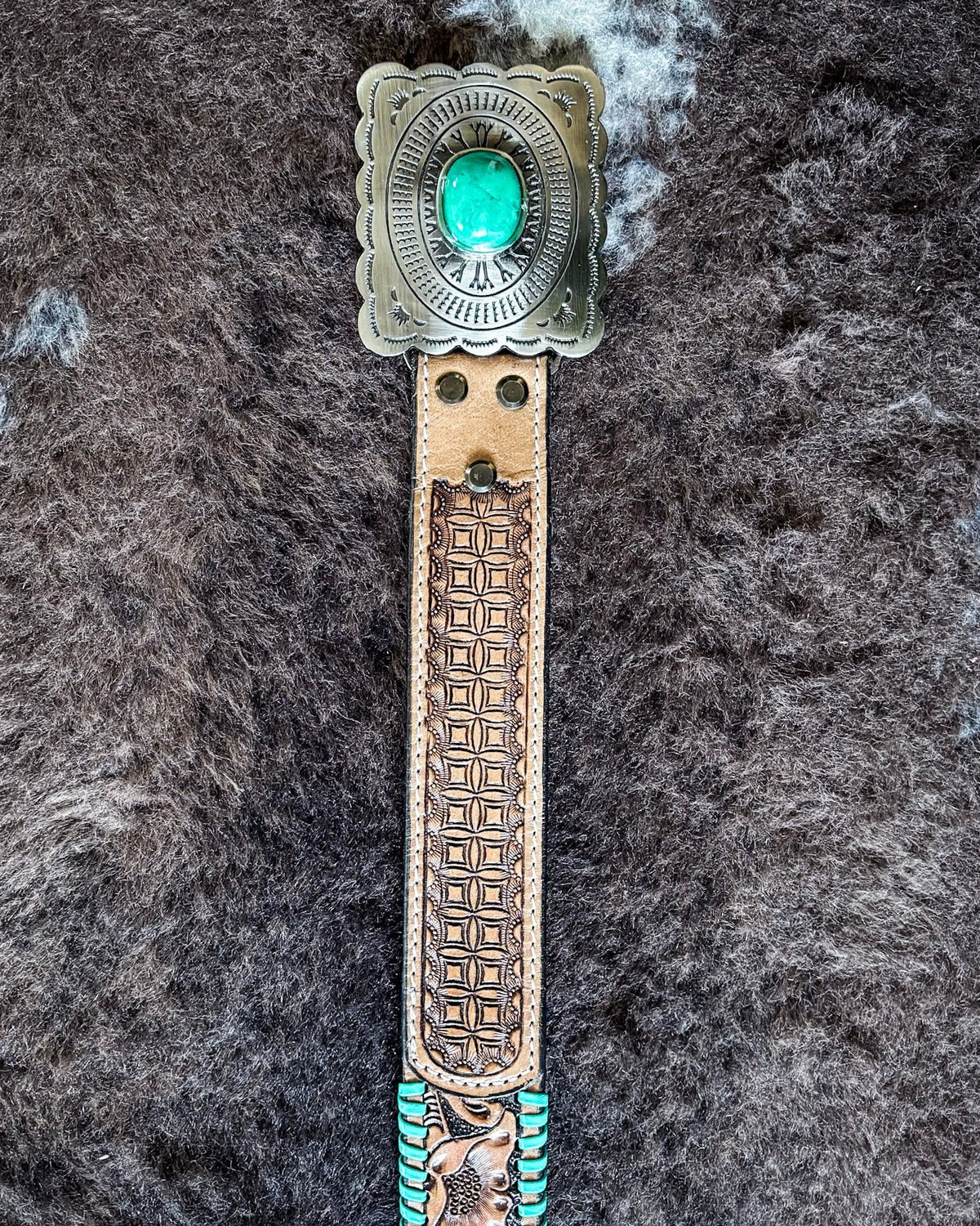 Tropical Forest Hand-Tooled Concho Belt by Myra Bag