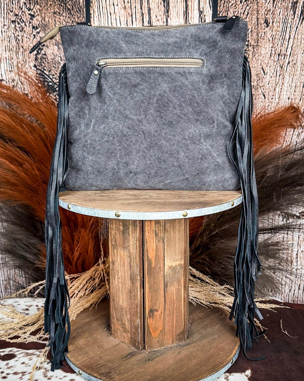 Tumbleweed Trail Fringed Hand Tooled Crossbody Bag by Myra Bag
