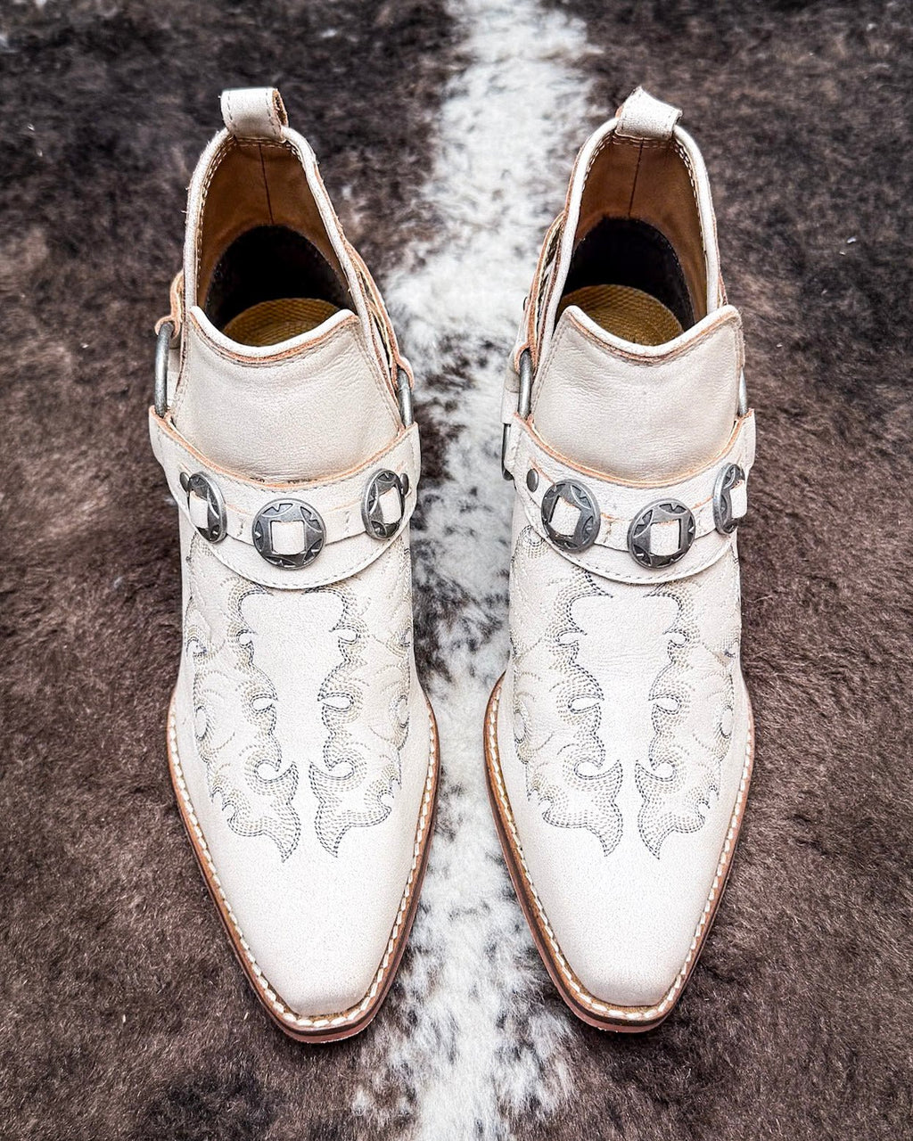 Western Ember Booties in White by Myra Bag