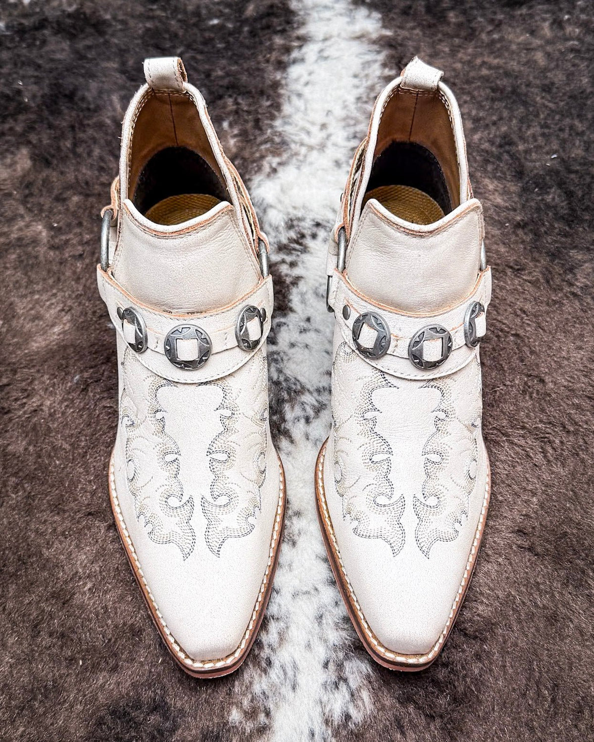 Western Ember Booties in White by Myra Bag