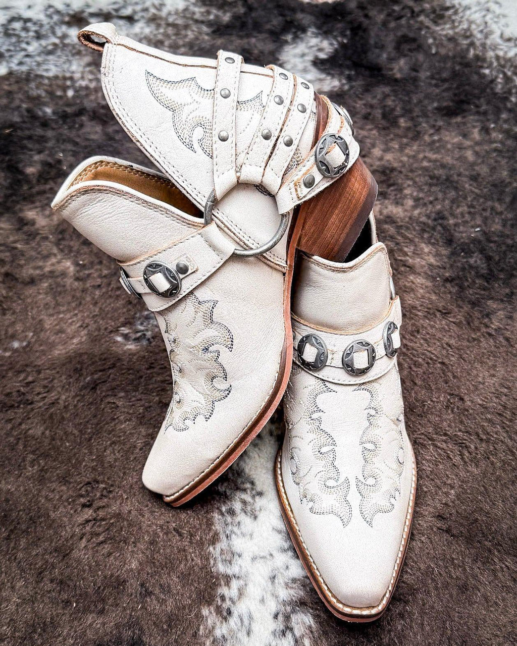 Western Ember Booties in White by Myra Bag