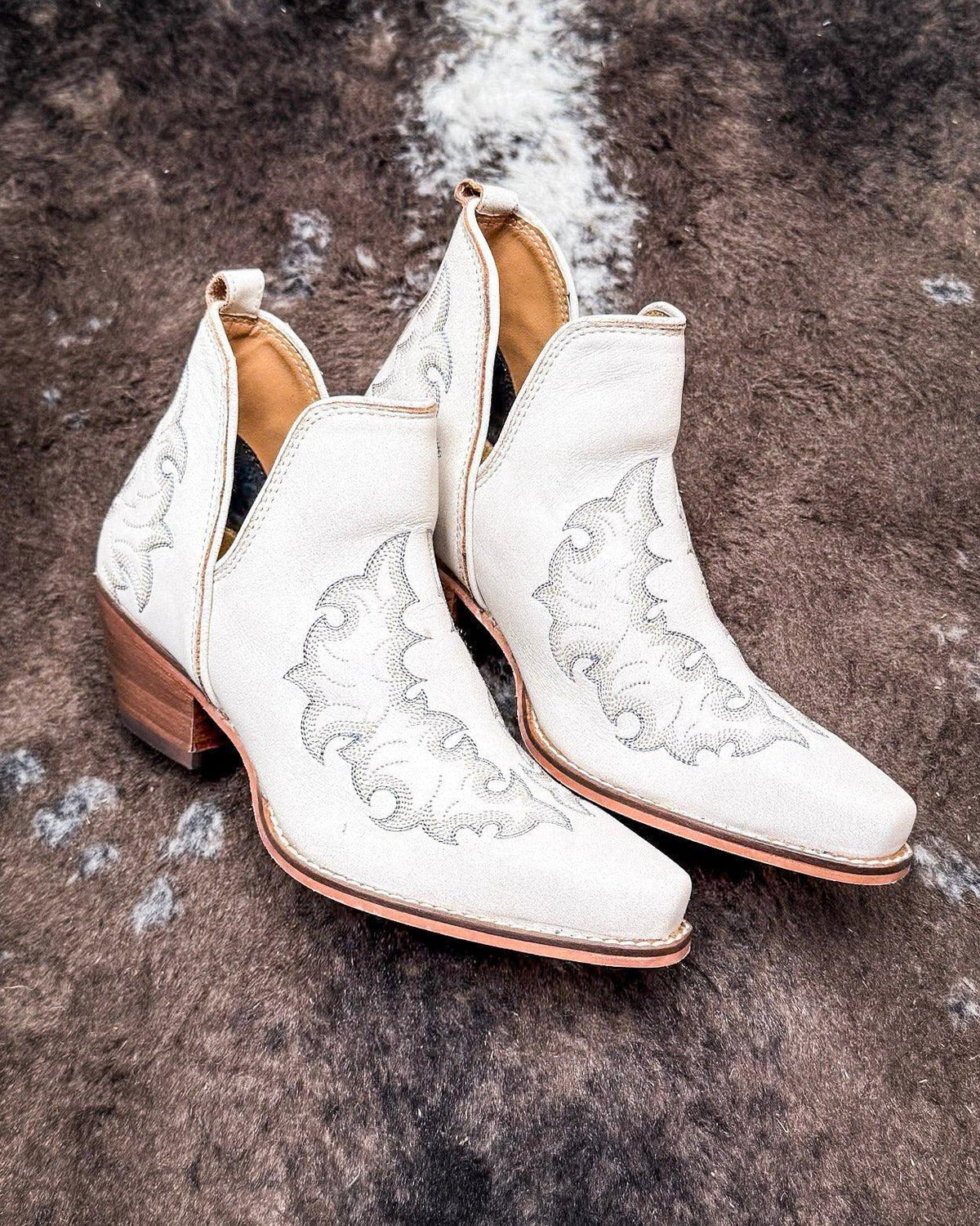 Western Ember Booties in White by Myra Bag