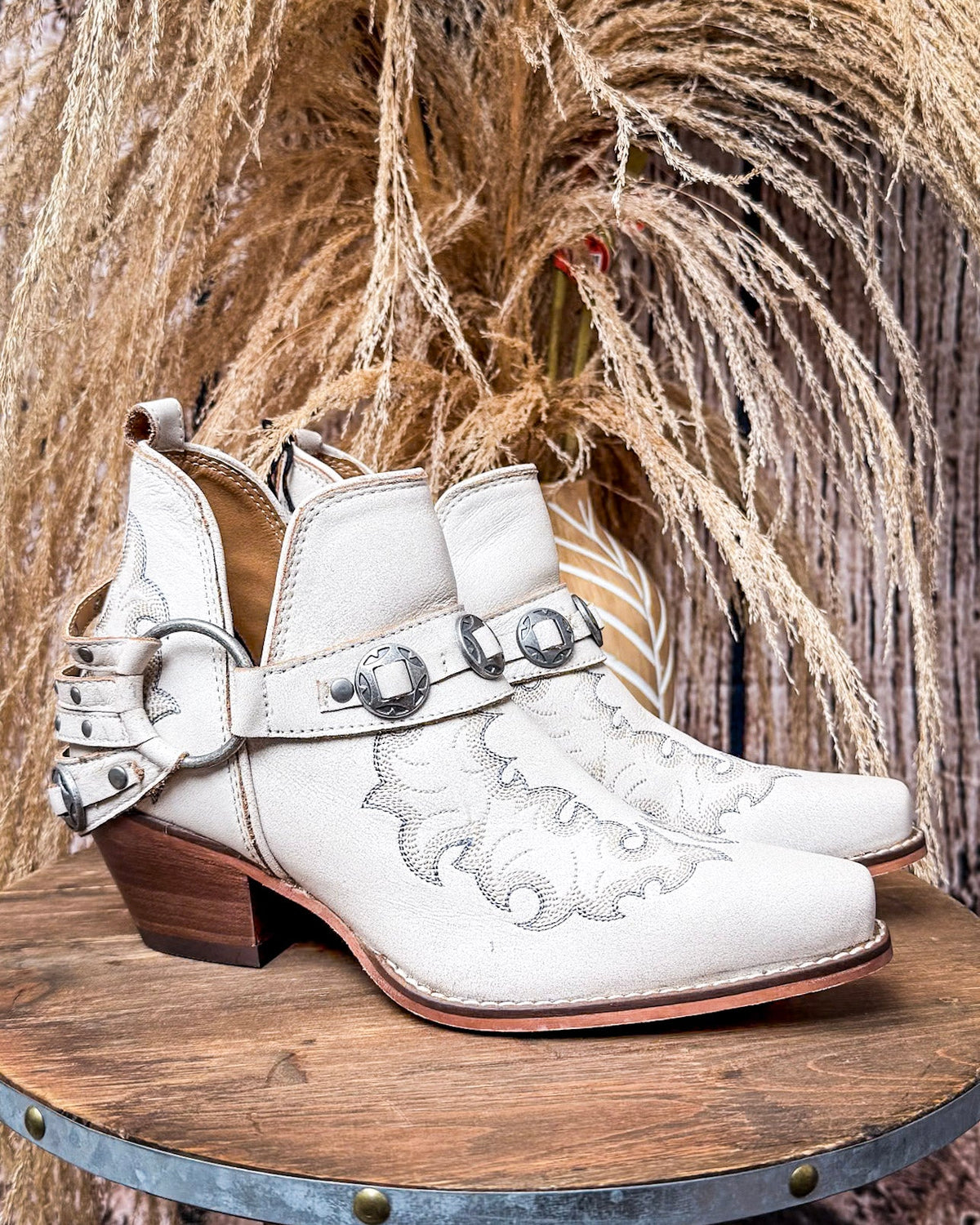 Western Ember Booties in White by Myra Bag