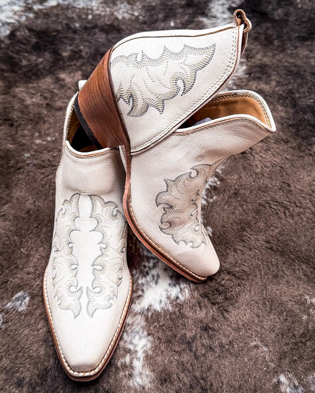 Western Ember Booties in White by Myra Bag