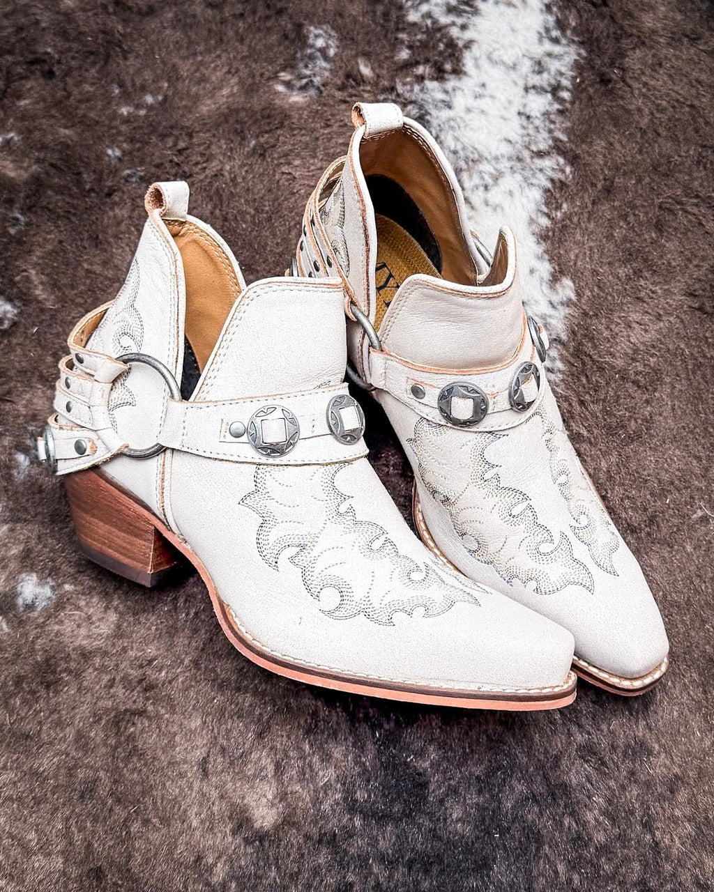 Western Ember Booties in White by Myra Bag