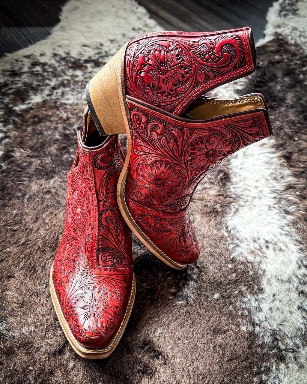 Western Moxie Booties in Scarlet by Myra Bag