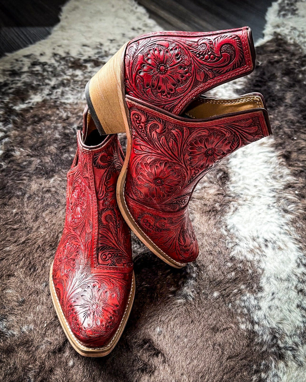 Western Moxie Booties in Scarlet by Myra Bag