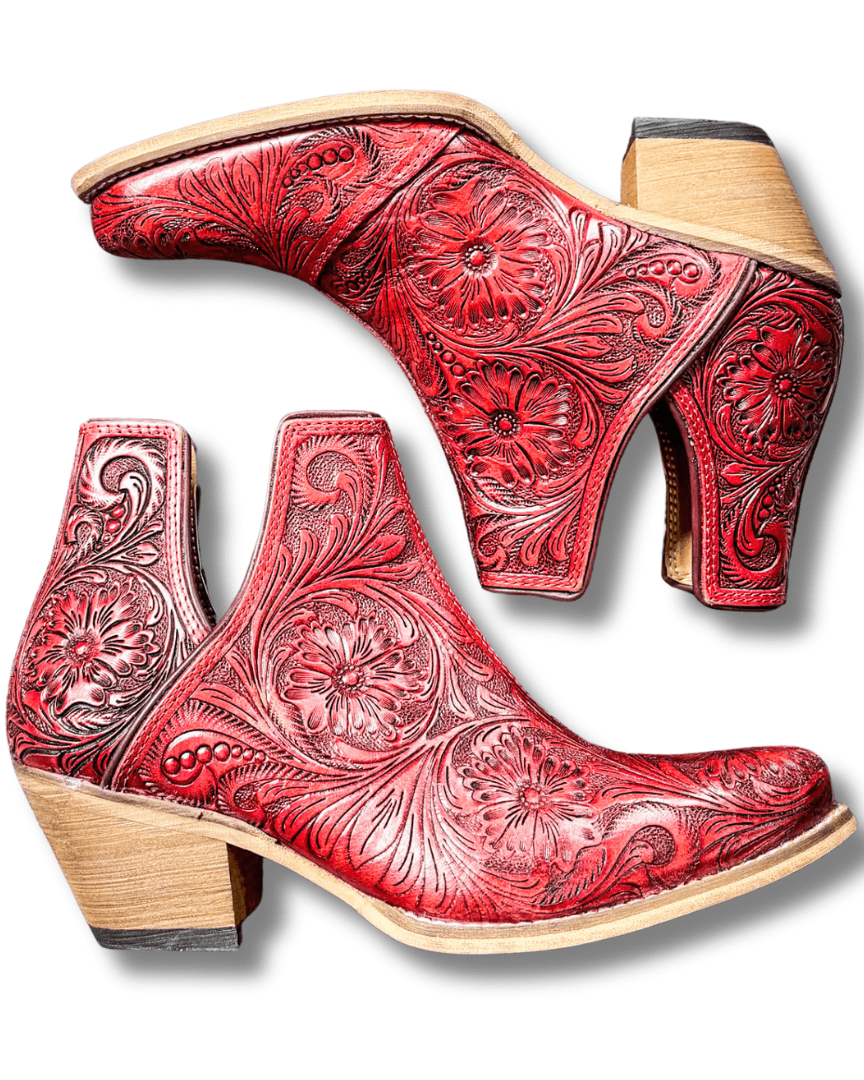 Western Moxie Booties in Scarlet by Myra Bag