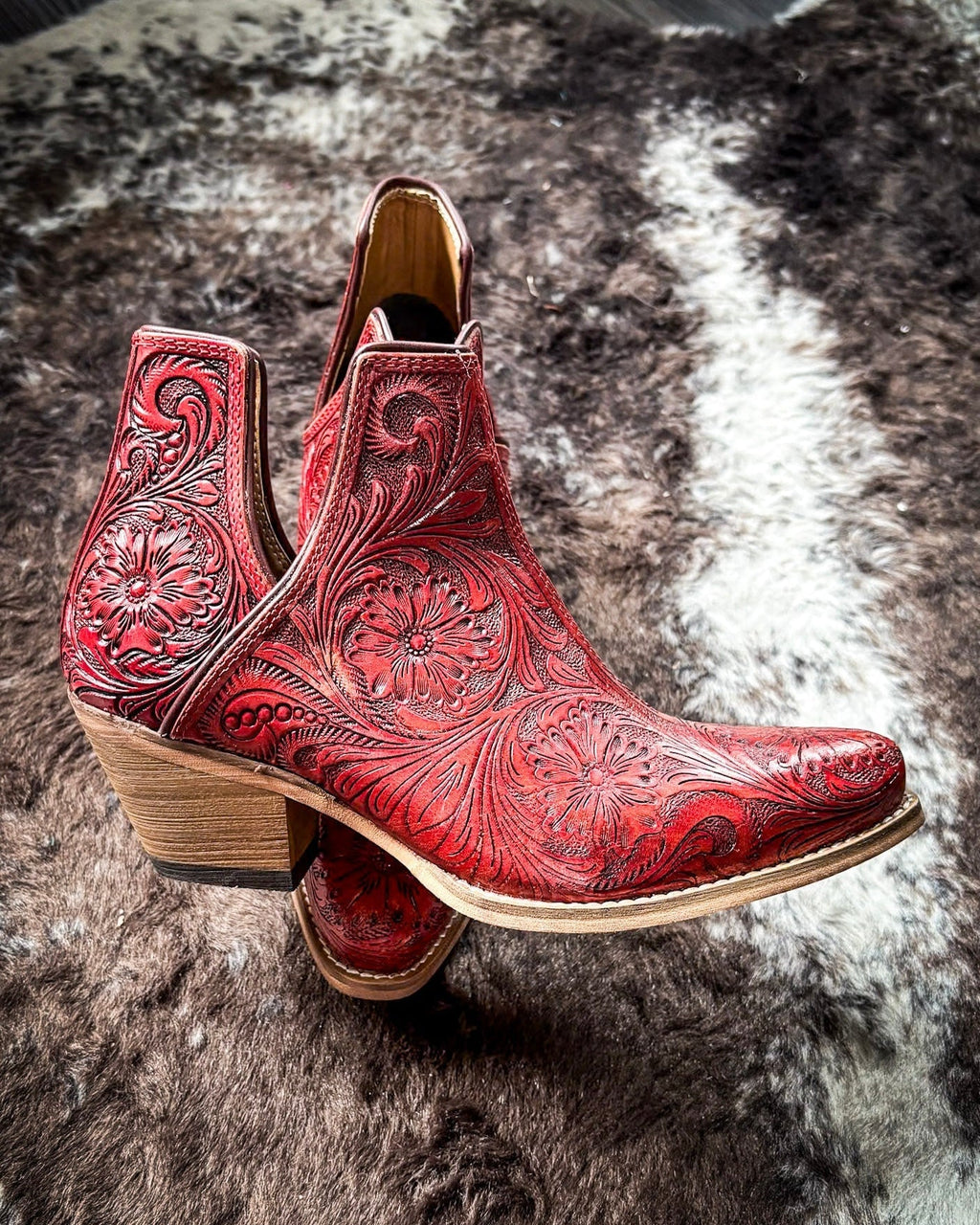 Western Moxie Booties in Scarlet by Myra Bag