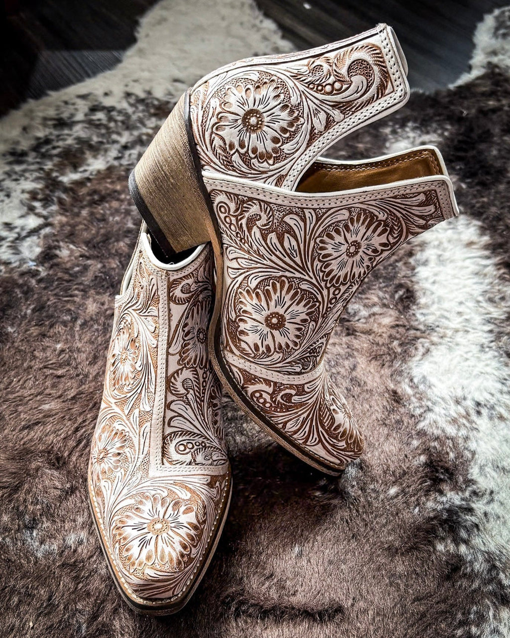 Western Moxie Booties in White Chocolate by Myra Bag