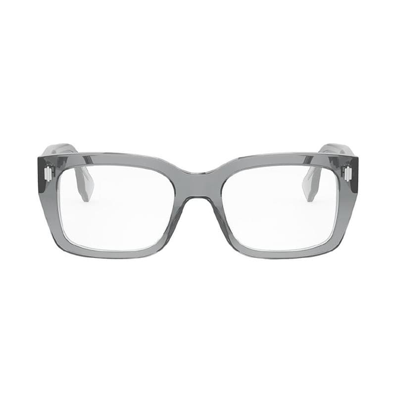 Fendi Sunglasses Square Full Rim, Shiny Transparent Grey Frame And Clear Demo Lenses Lens Fe50094I020