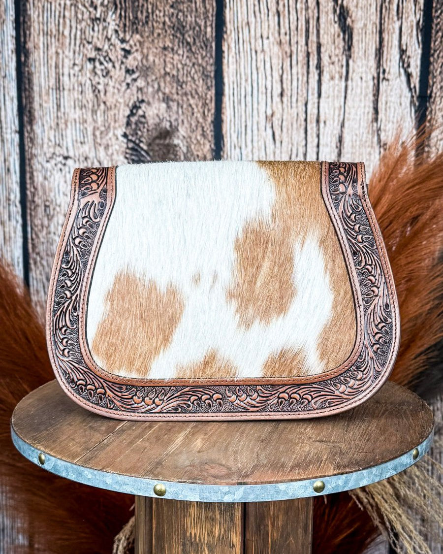 Open Vistas Bag – Tooled Leather & Hair-On Hide Crossbody by Myra Bag