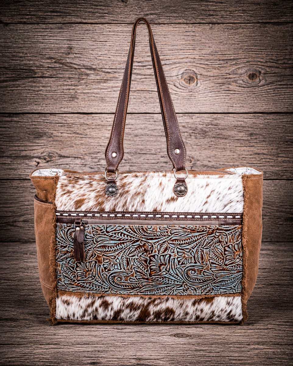 Paloma Creek Hair-On Weekender Bag in Turquoise by Myra Bag