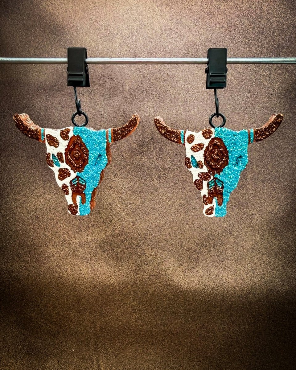 Pecan Rodeo Bull Skull Car Vent Clip Freshies in Pumpkin Pecan Waffle