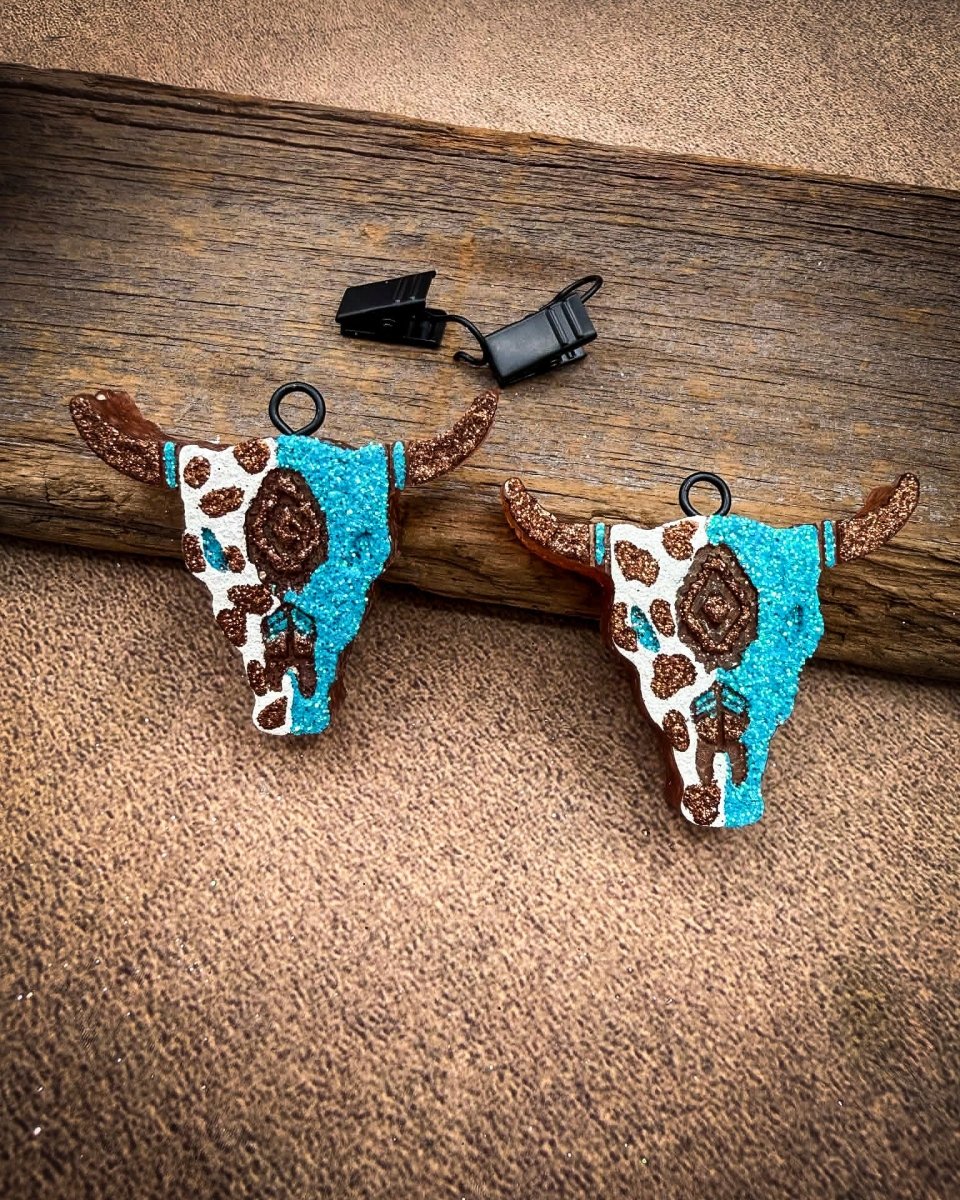 Pecan Rodeo Bull Skull Car Vent Clip Freshies in Pumpkin Pecan Waffle