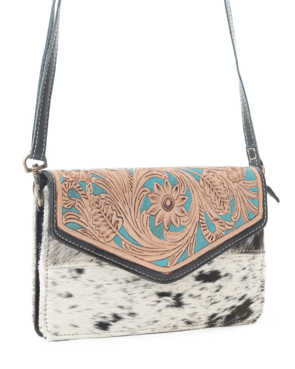 Pelagic Hair-On Leather Crossbody Wallet by Myra Bag