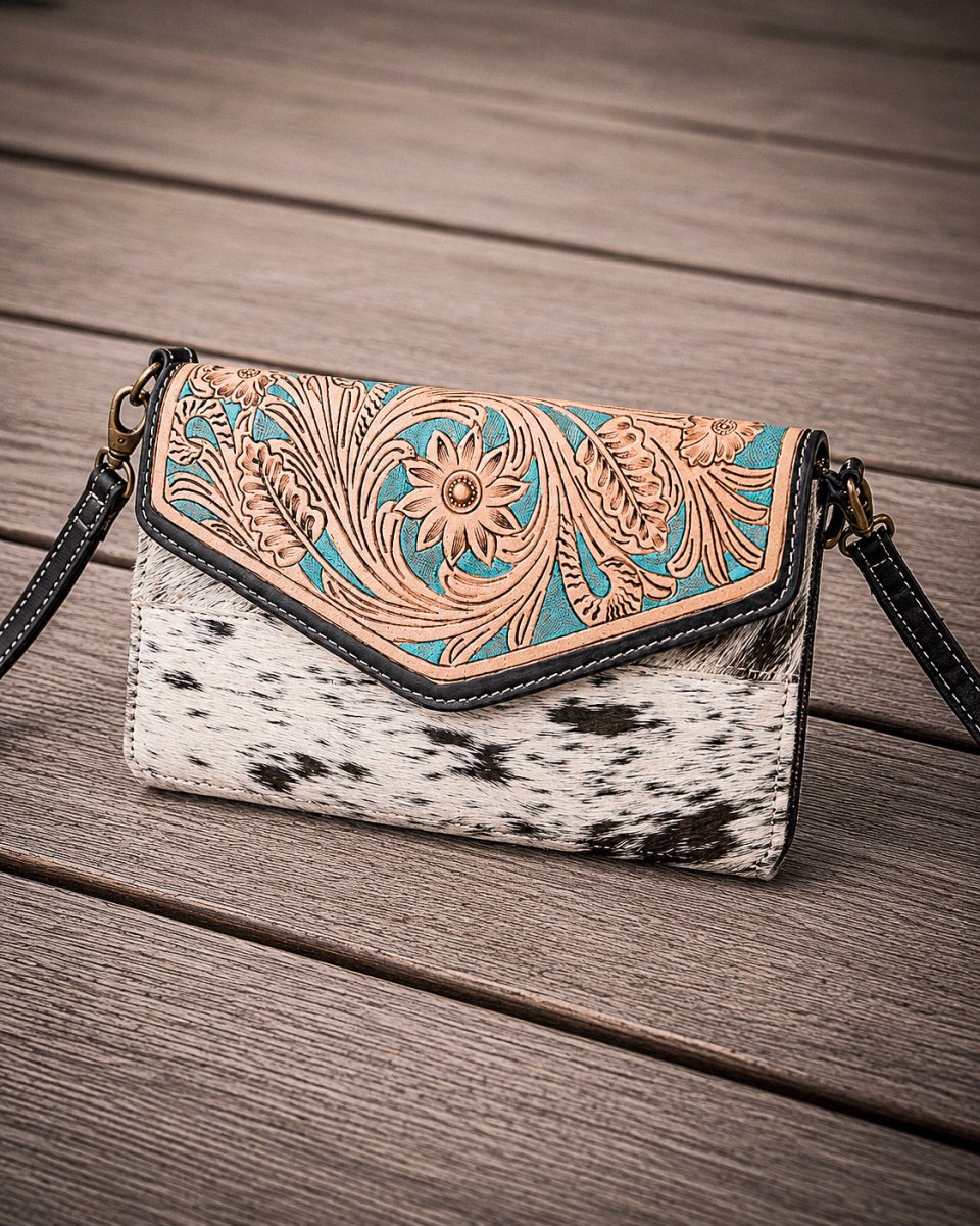 Pelagic Hair-On Leather Crossbody Wallet by Myra Bag