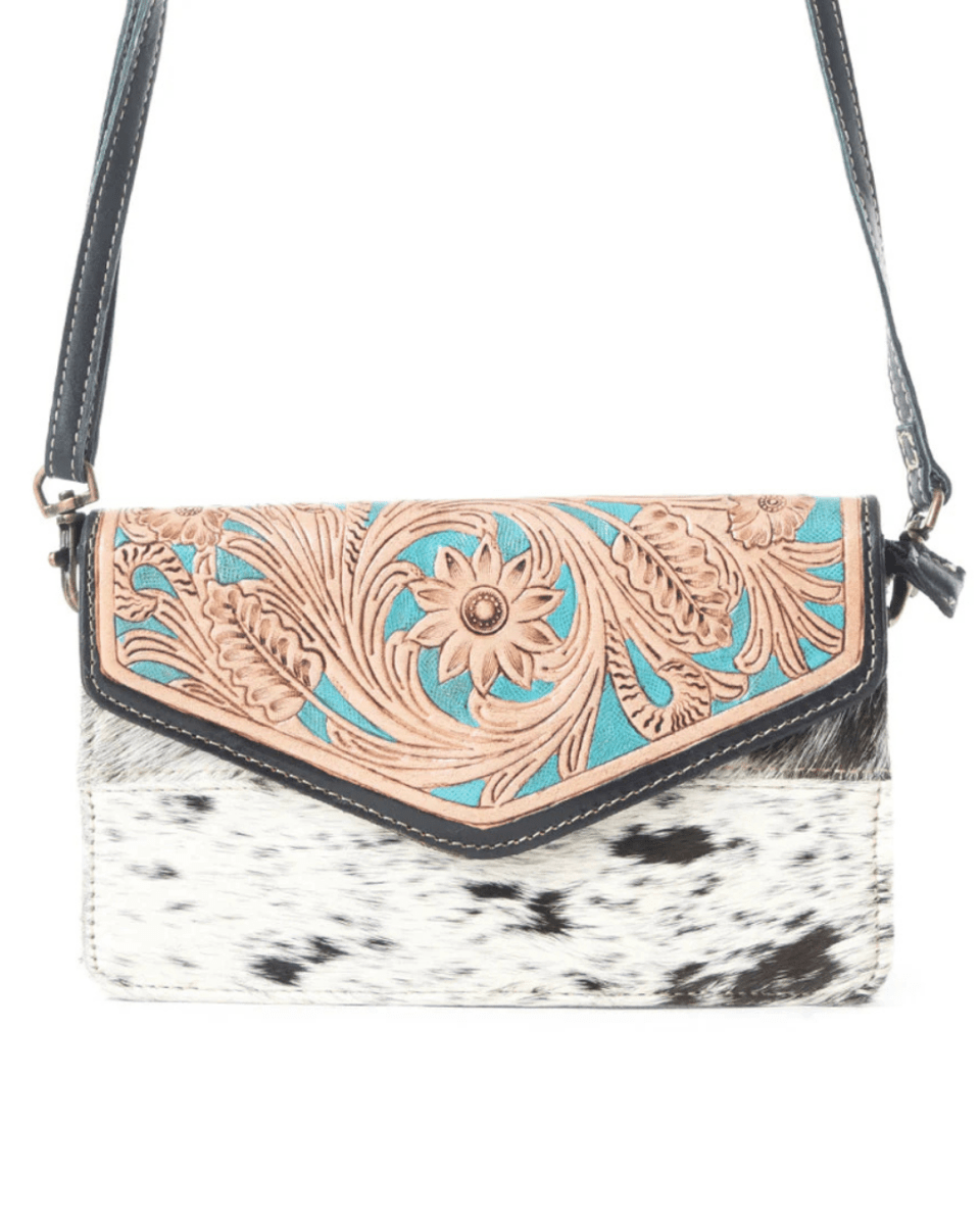 Pelagic Hair-On Leather Crossbody Wallet by Myra Bag