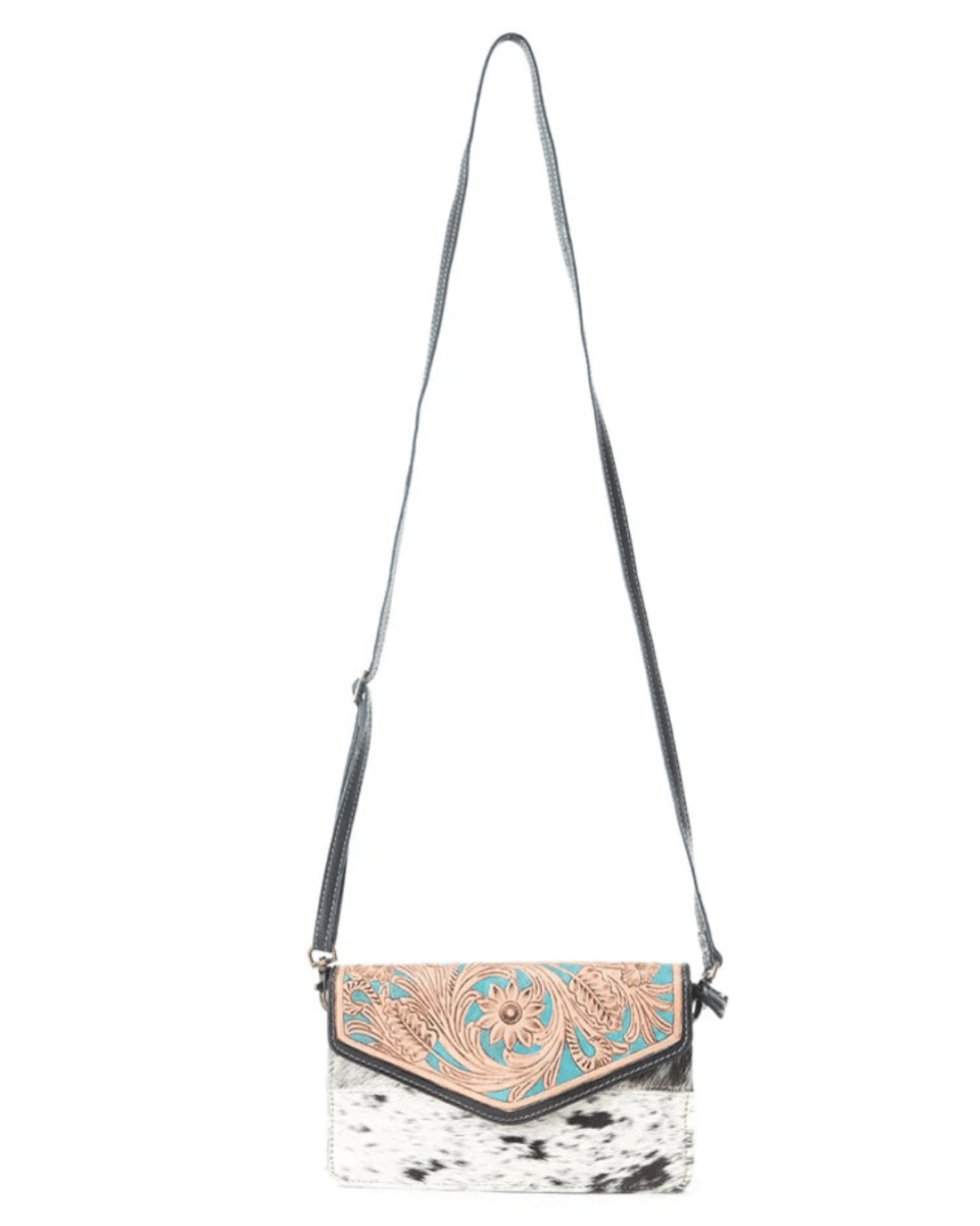 Pelagic Hair-On Leather Crossbody Wallet by Myra Bag