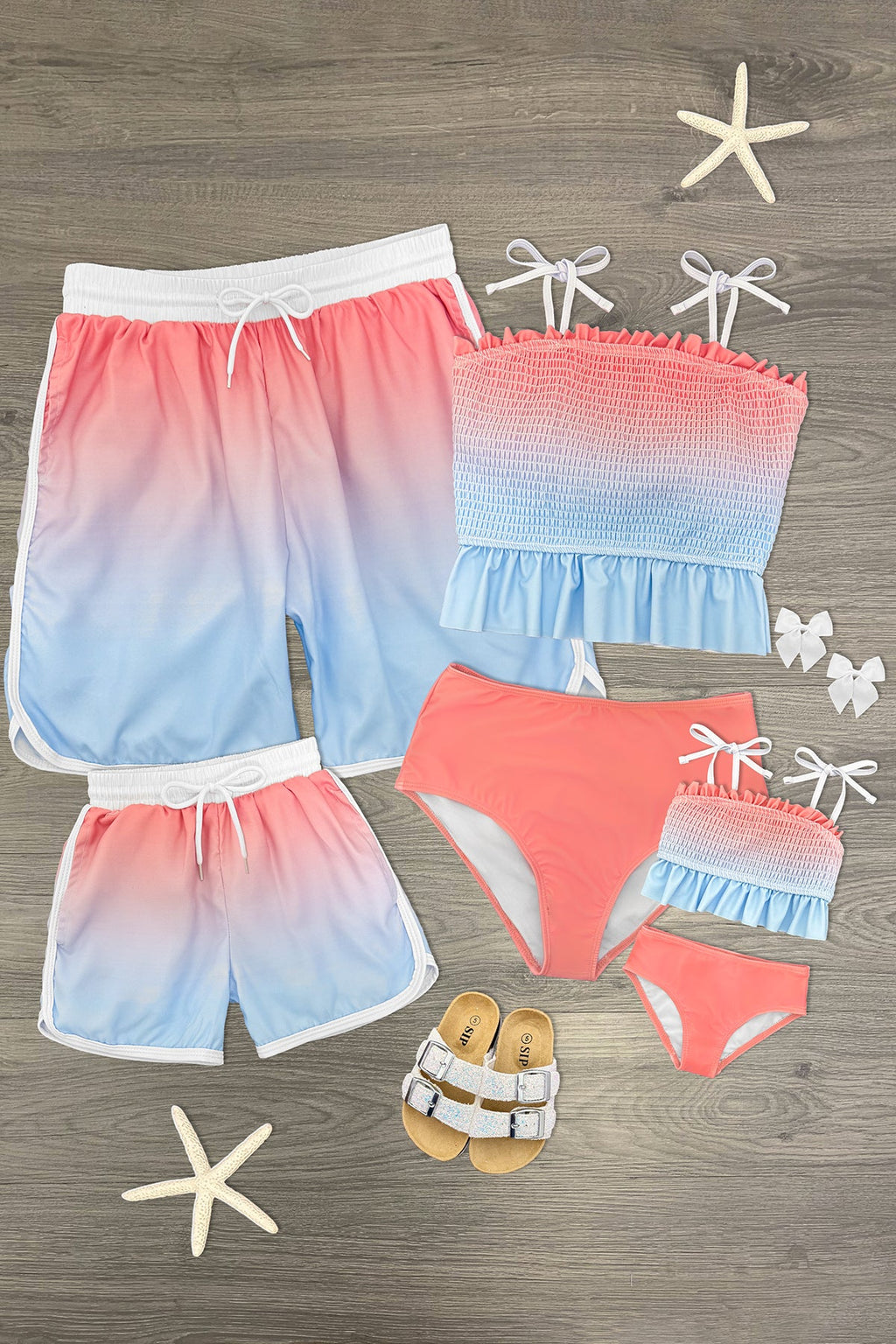 Pink & Blue Ombre Family Swimsuits