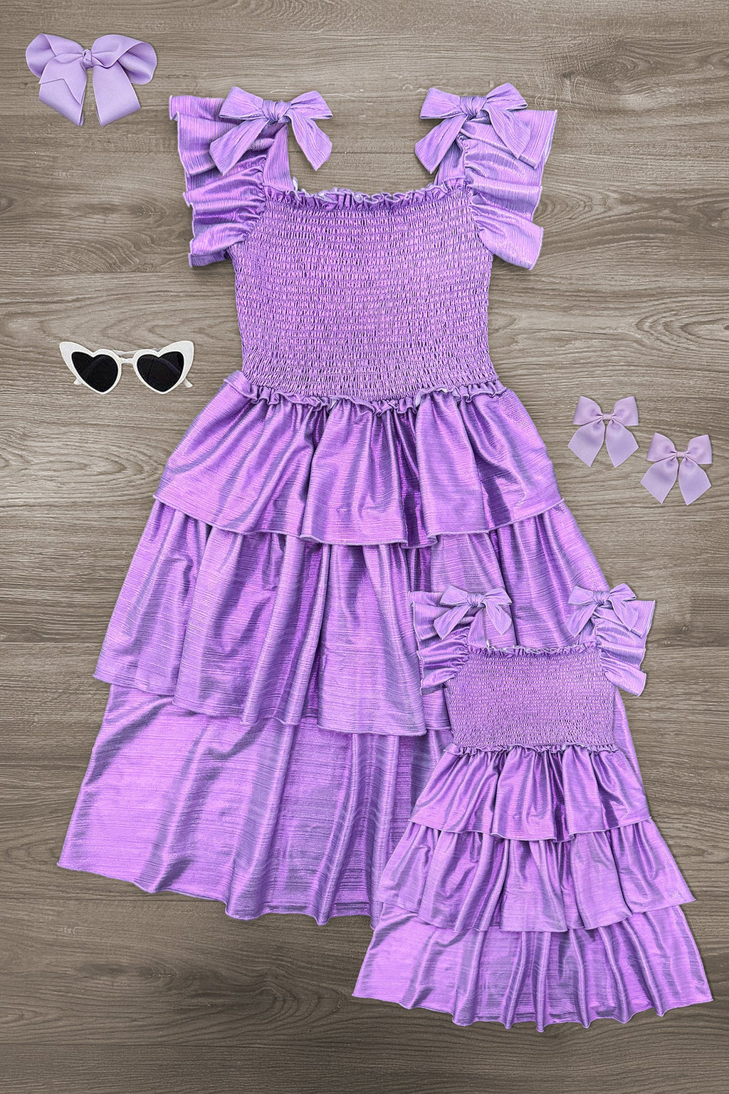 Mom & Me - Metallic Ruffle Dress
