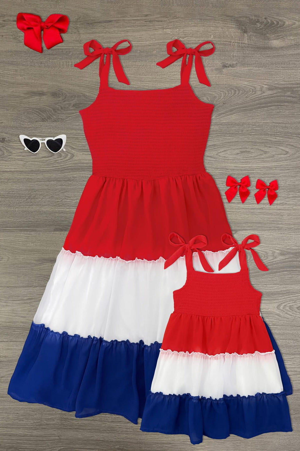 Mom & Me - Red, White & Blue Ruffle Dress