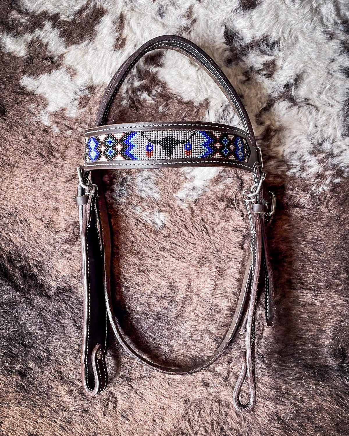 Royal King Beaded Longhorn Browband Headstall