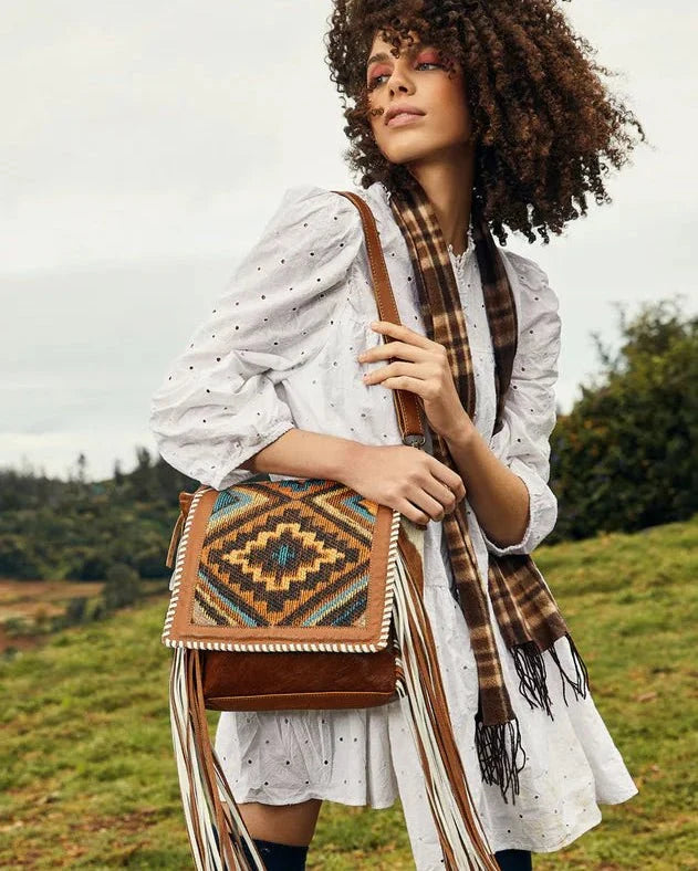Sable Creek Rug and Hair-On Shoulder Bag in Natural by Myra Bag