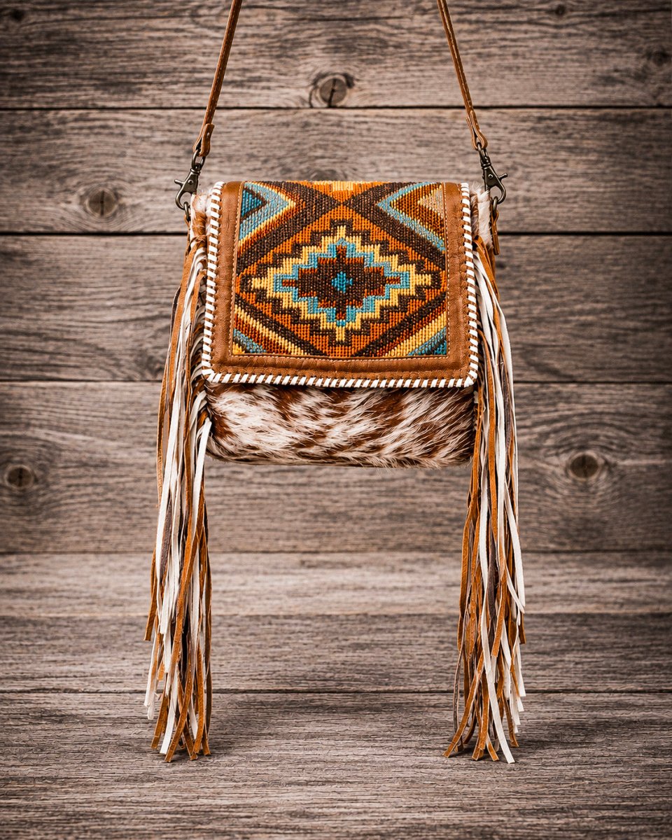 Sable Creek Rug and Hair-On Shoulder Bag in Natural by Myra Bag