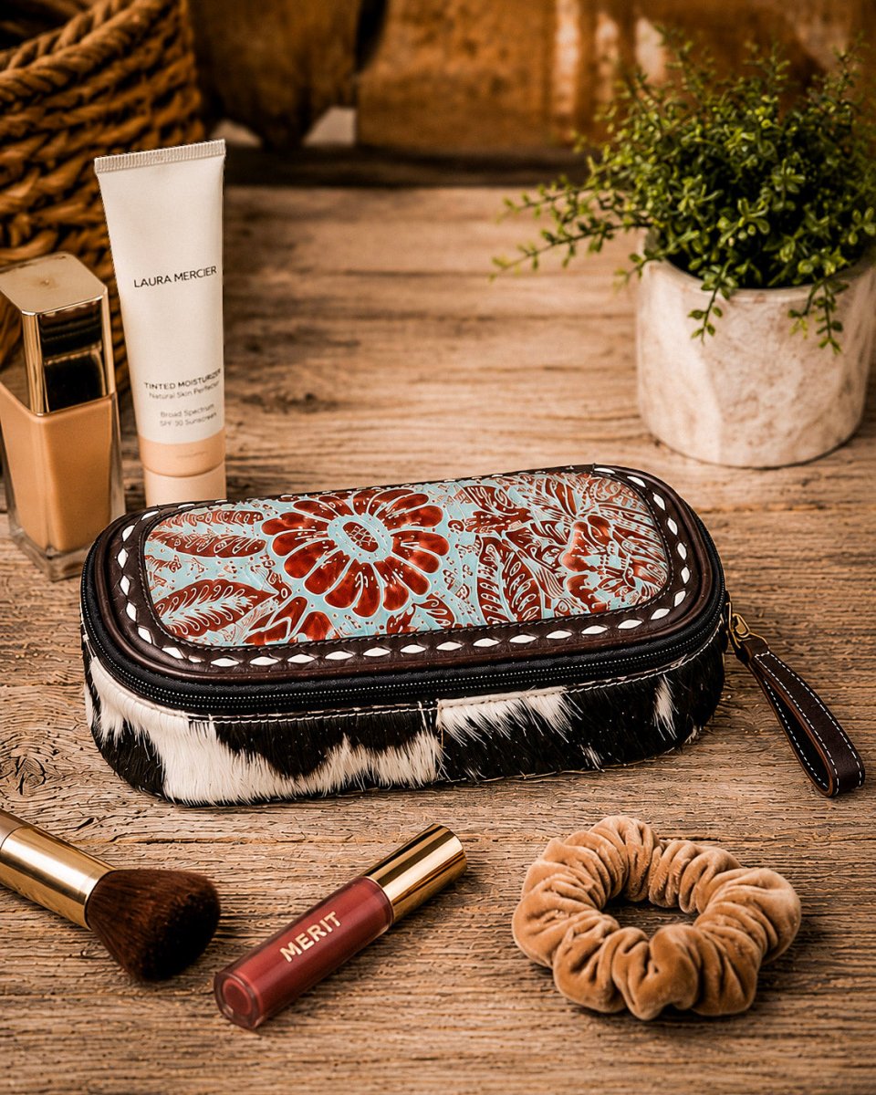 Sagebrush Trail Hair-On Hide Travel Case by Myra Bag