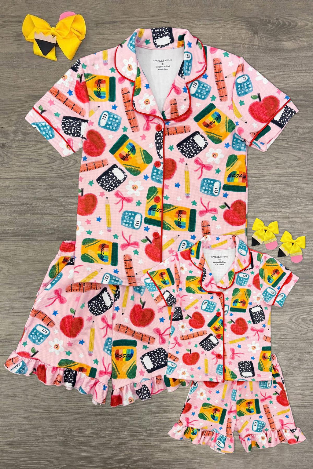 Mom & Me - School Supply Waffle Knit Pajamas
