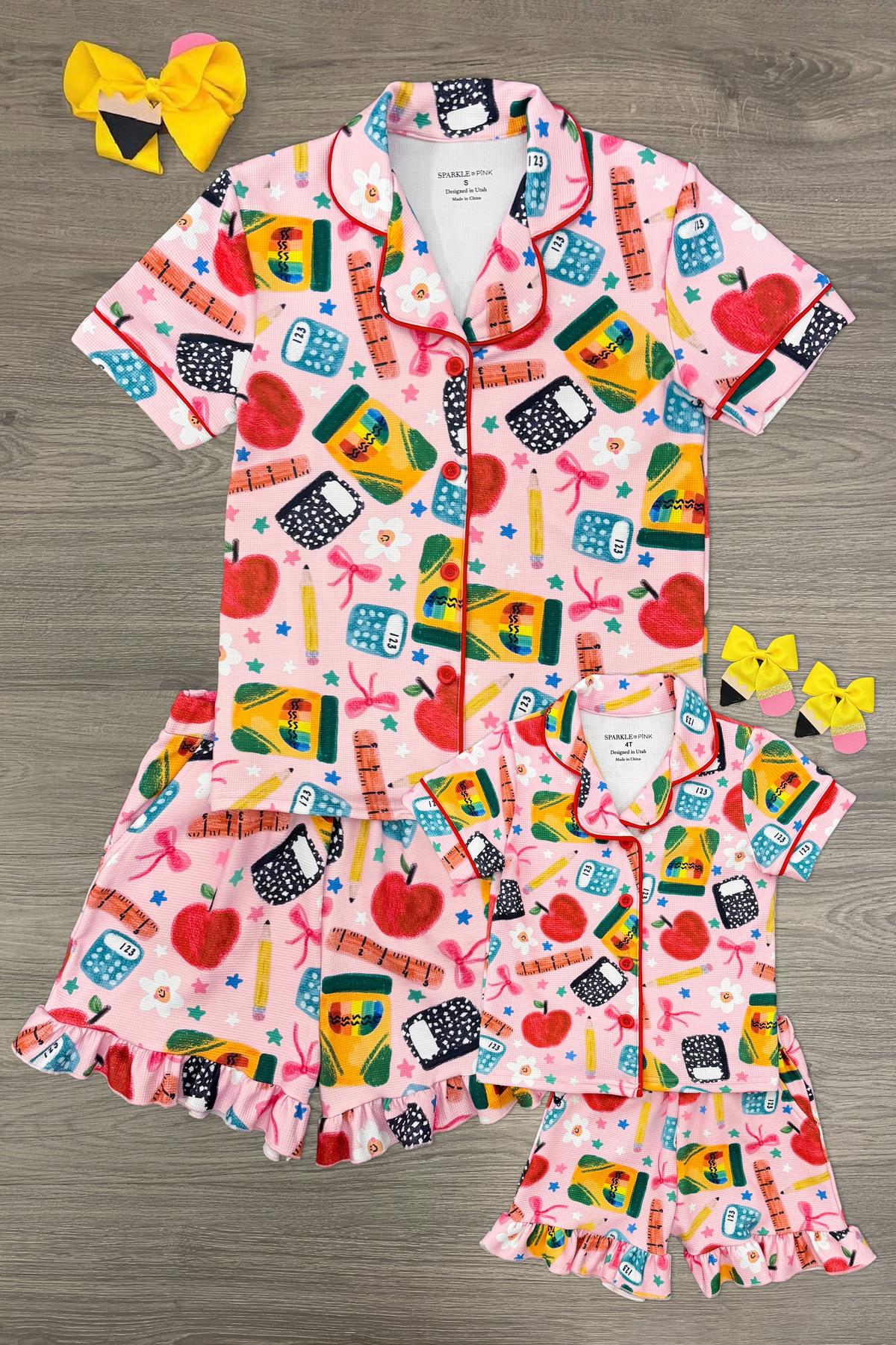 Mom & Me - School Supply Waffle Knit Pajamas