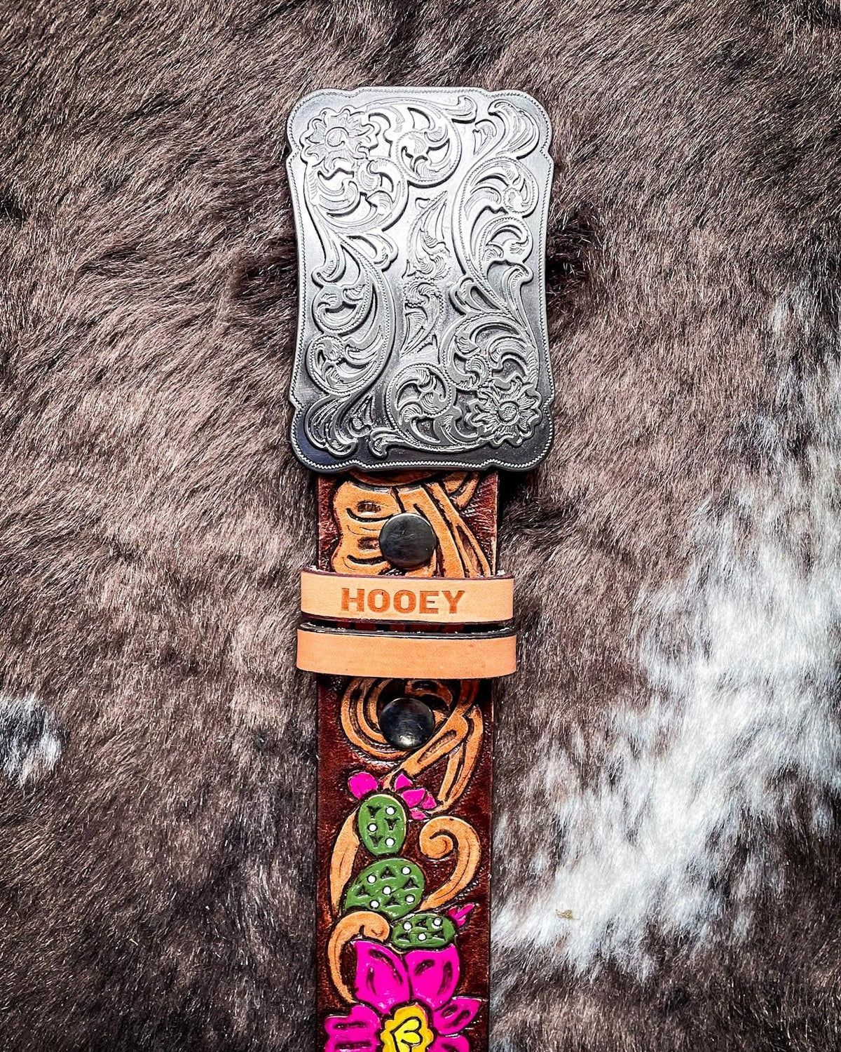Senorita Brown and Fuchsia Cactus Blossom Belt by Hooey