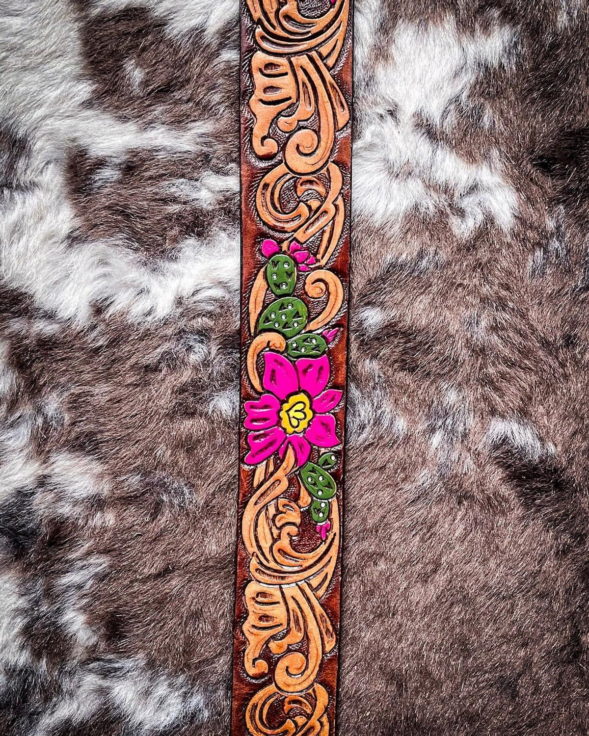 Senorita Brown and Fuchsia Cactus Blossom Belt by Hooey