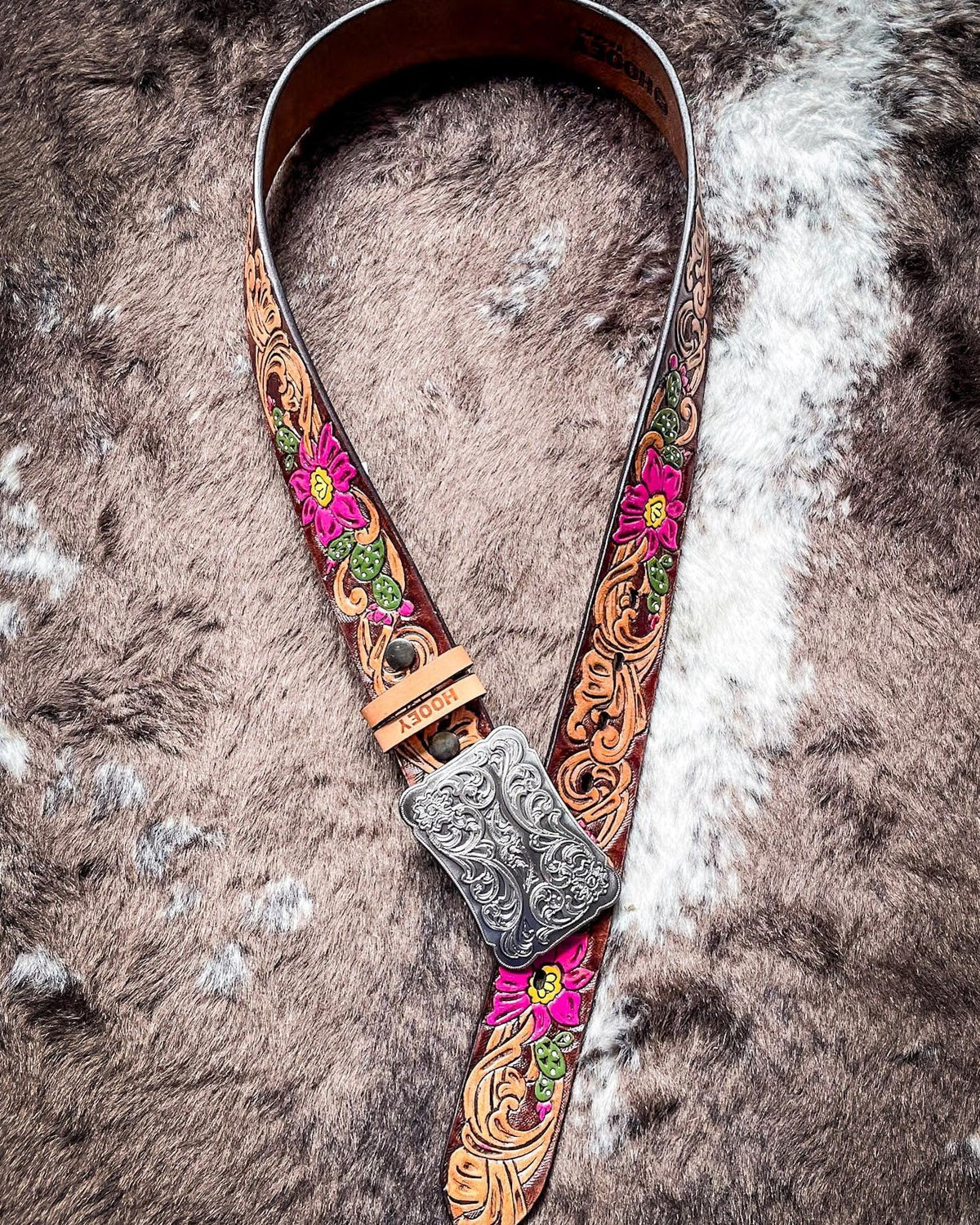 Senorita Brown and Fuchsia Cactus Blossom Belt by Hooey