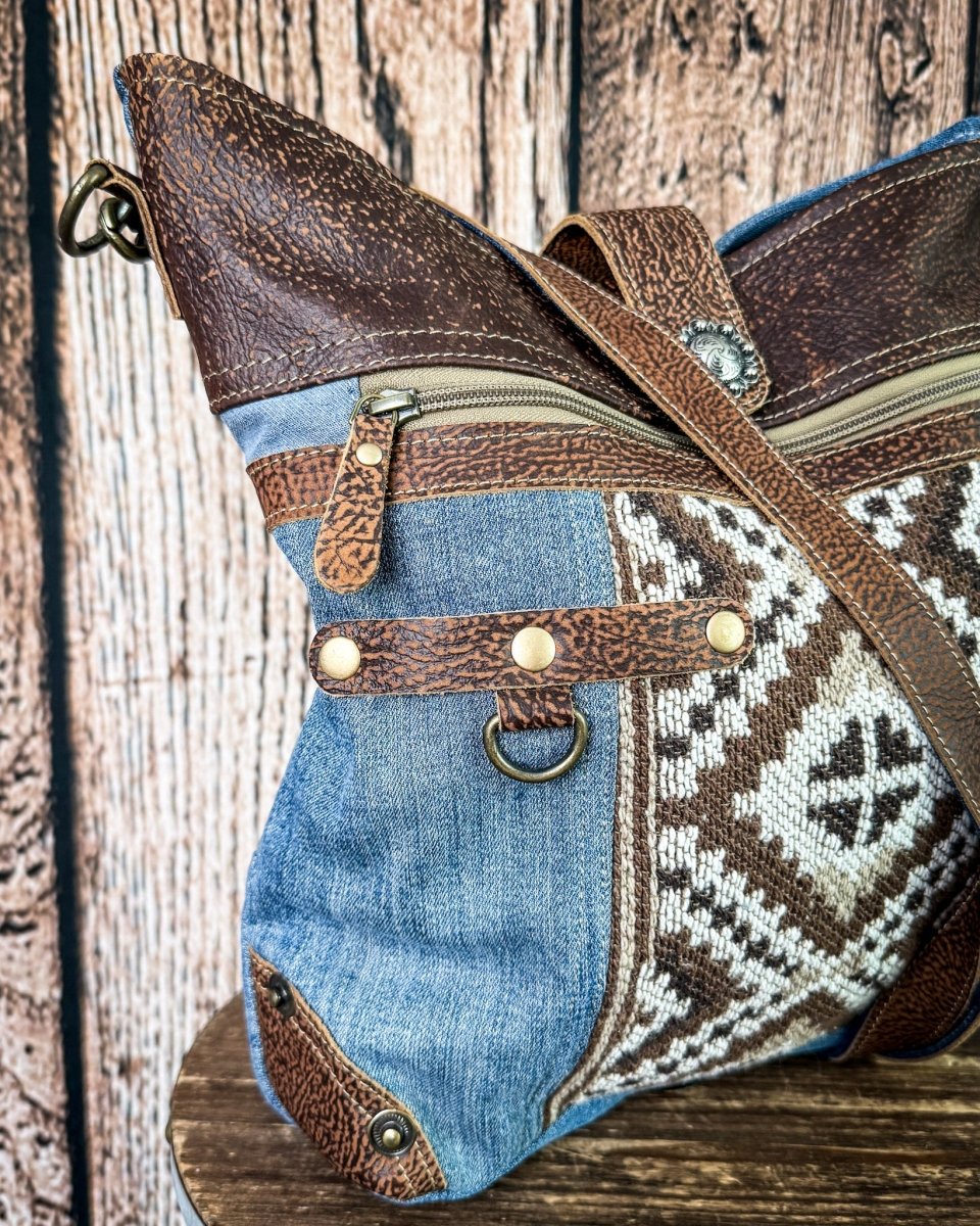 Sofia Mia Denim Rug Crossbody Bag by Myra Bag