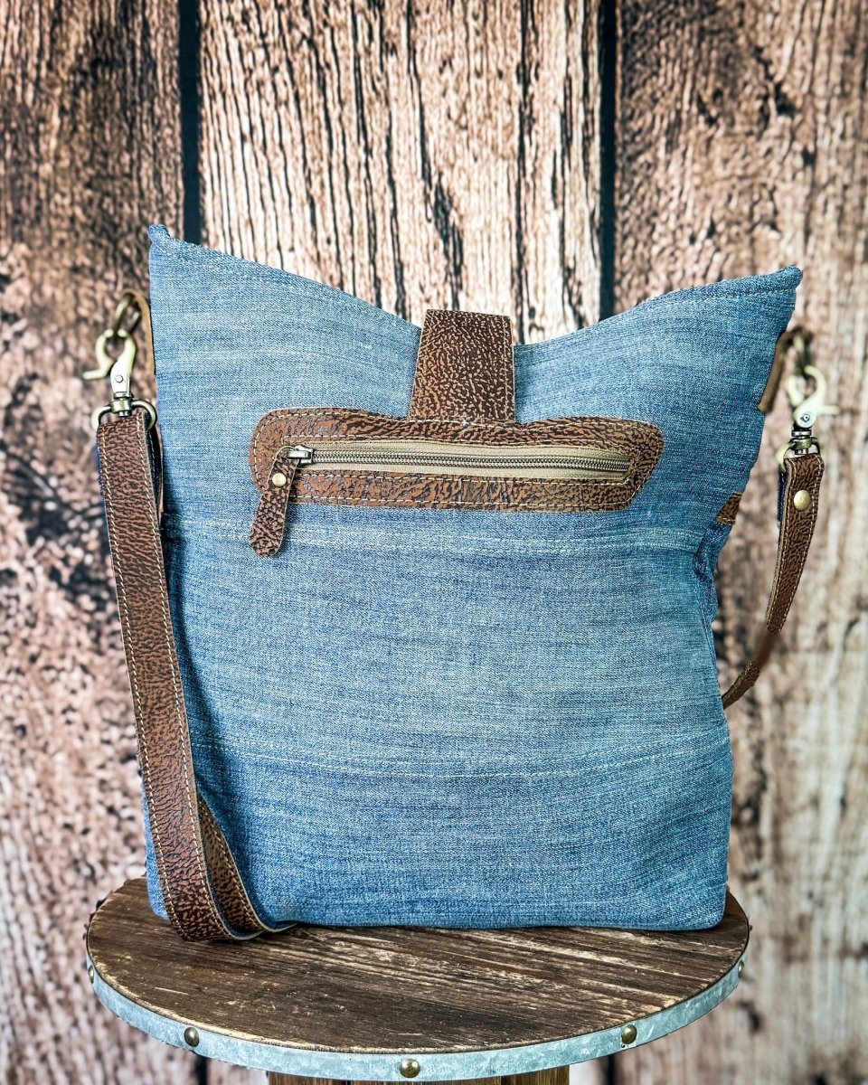 Sofia Mia Denim Rug Crossbody Bag by Myra Bag