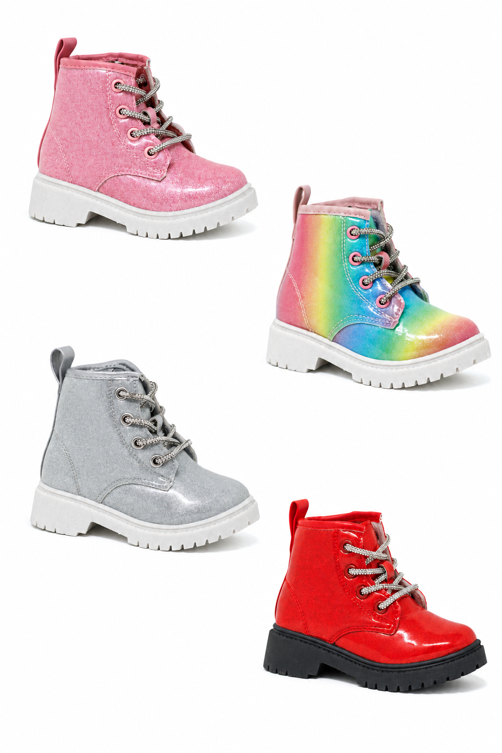 Glitter Lace-Up Combat Boots