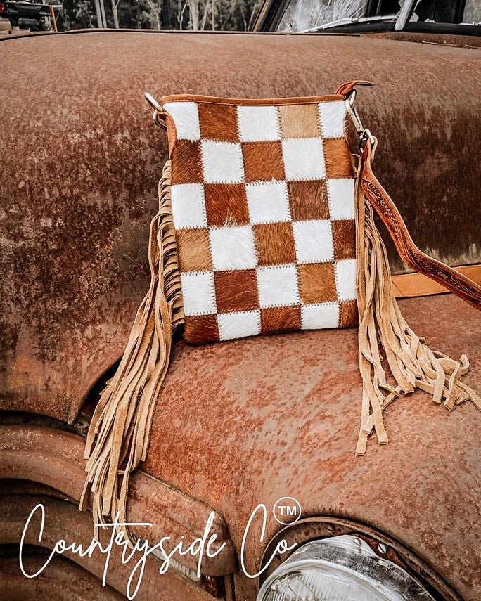 Stockdale Checkered Purse in Brown by Countryside Co.