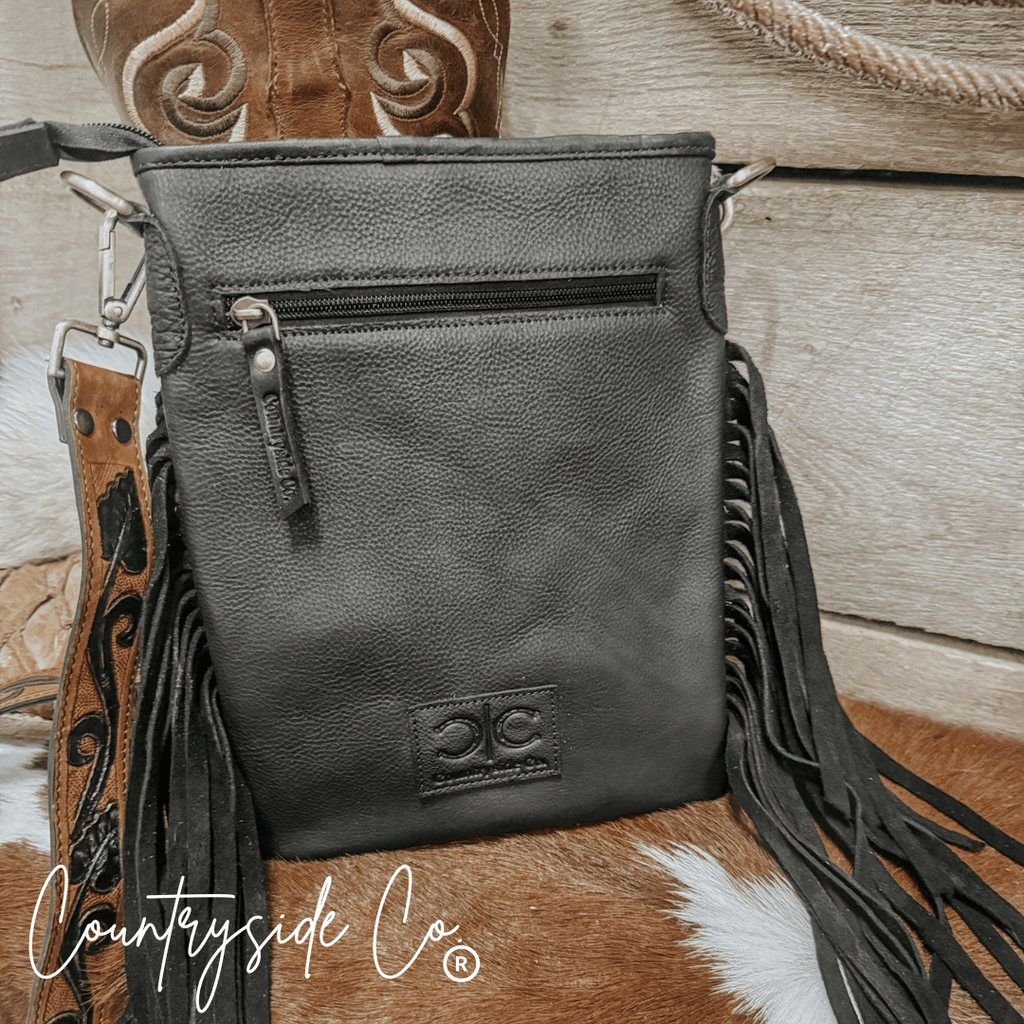 Stockyard Checkered Cowhide Fringe Purse by Countryside Co.