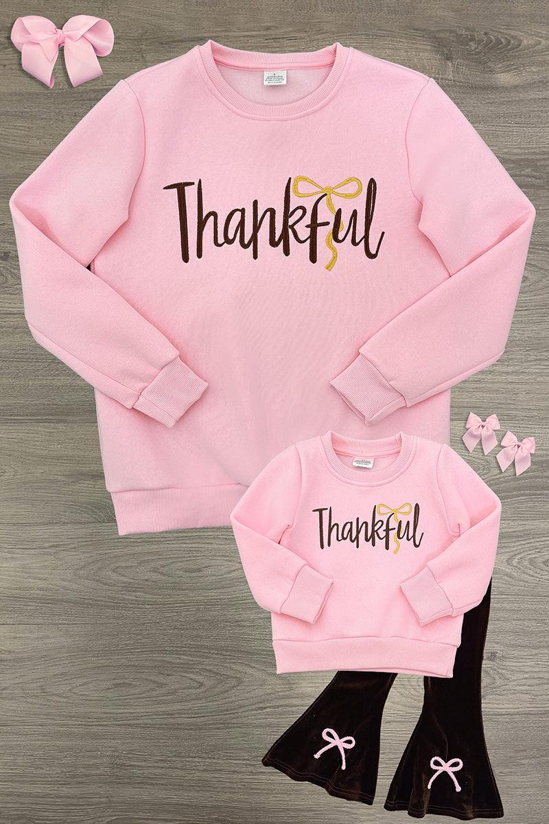 Mom & Me - "Thankful" Pink Pullover & Pant Set