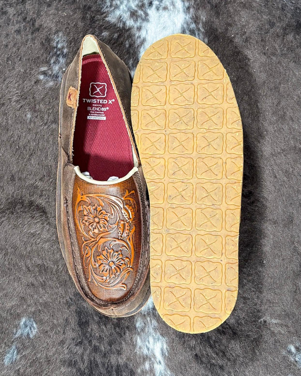 Tia Twisted X Slip - On Loafer - Chocolate Bomber & Tooled Brown