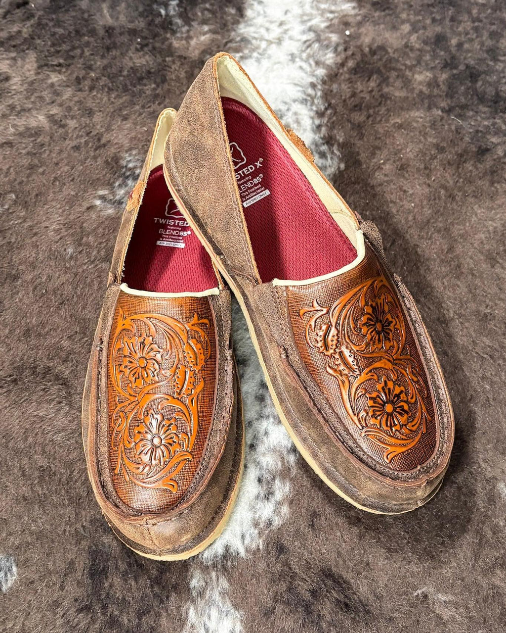 Tia Twisted X Slip - On Loafer - Chocolate Bomber & Tooled Brown