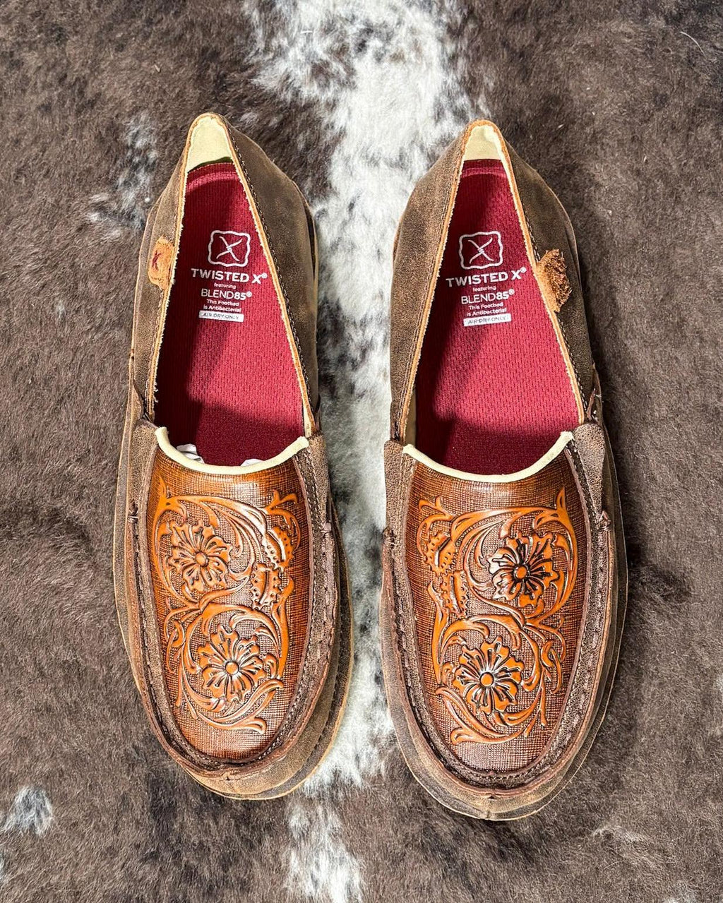 Tia Twisted X Slip - On Loafer - Chocolate Bomber & Tooled Brown