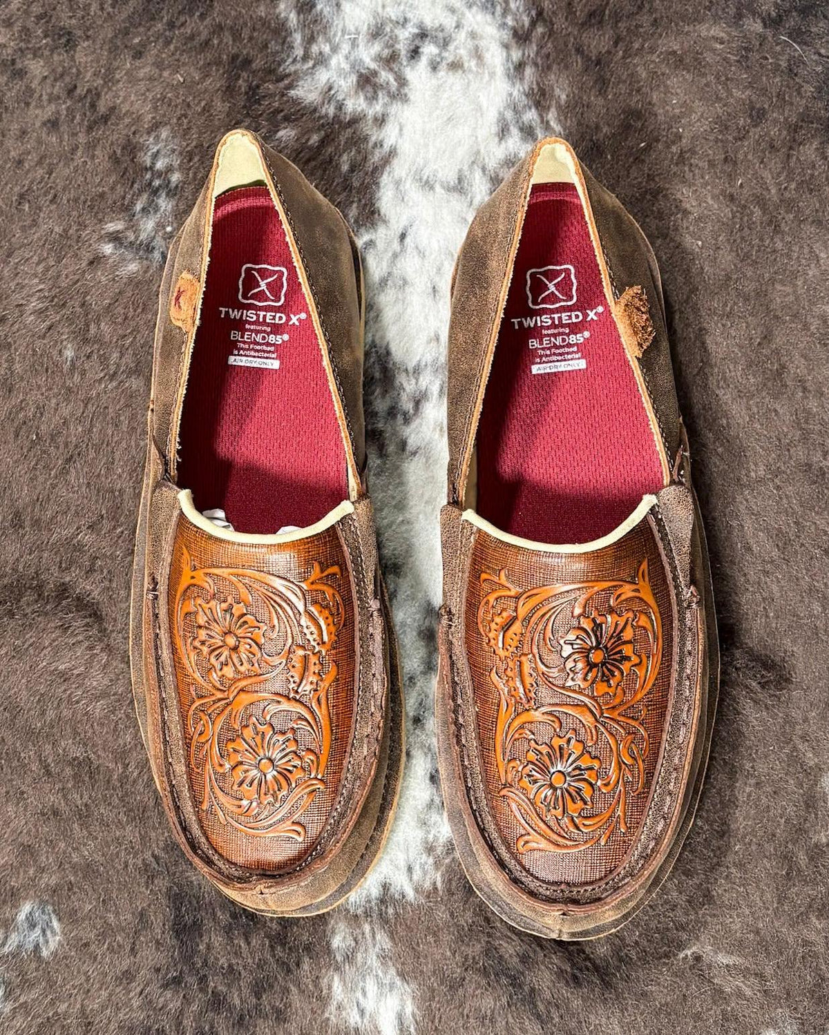 Tia Twisted X Slip - On Loafer - Chocolate Bomber & Tooled Brown