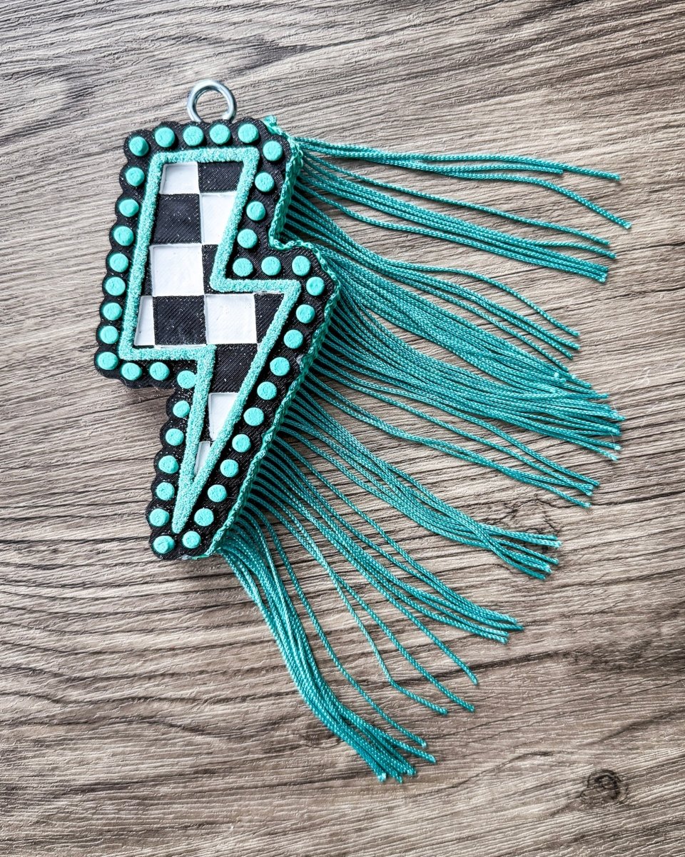 Tropical Thunder Checkered Lightning Car Freshie in Tropical Leather Scent