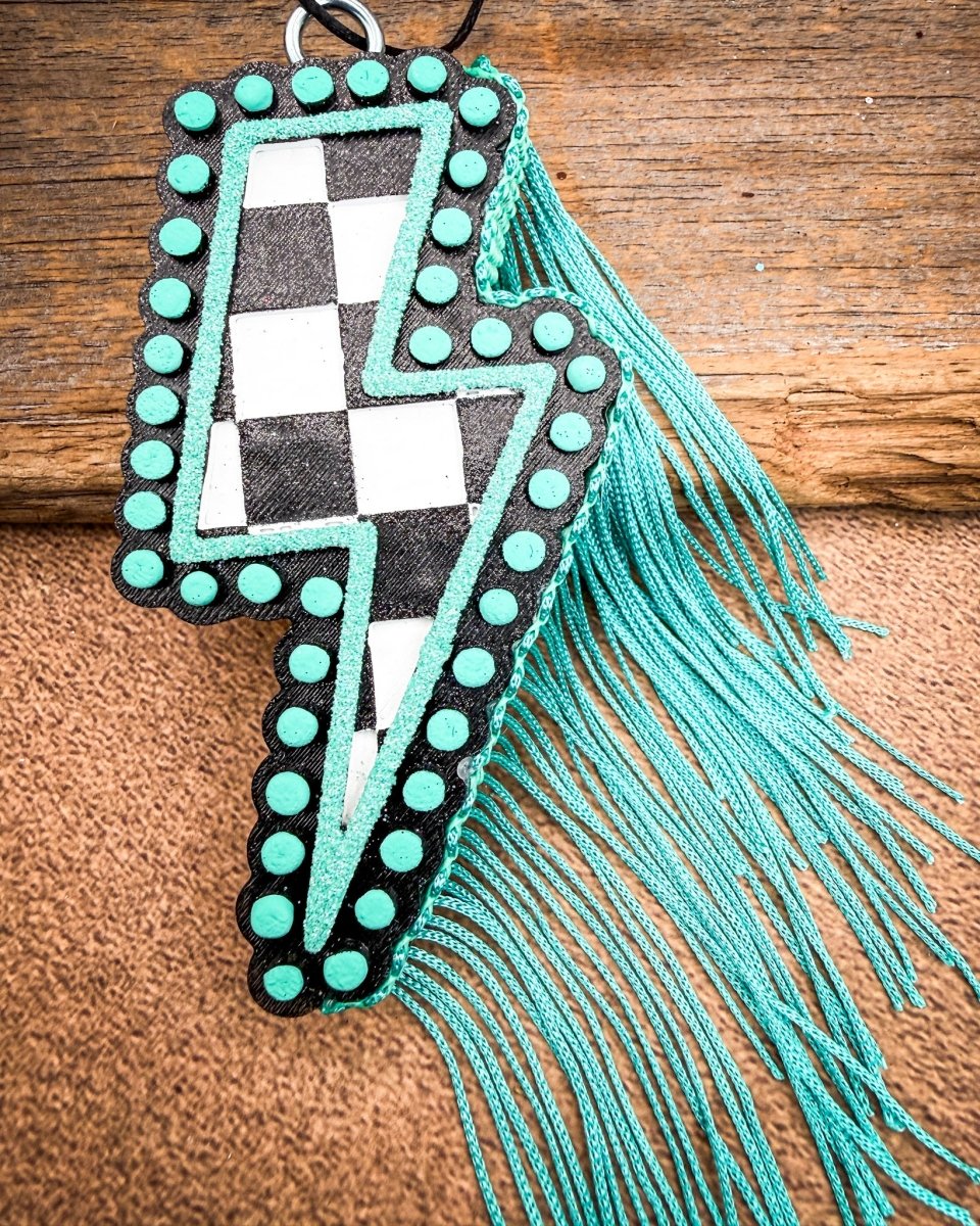 Tropical Thunder Checkered Lightning Car Freshie in Tropical Leather Scent