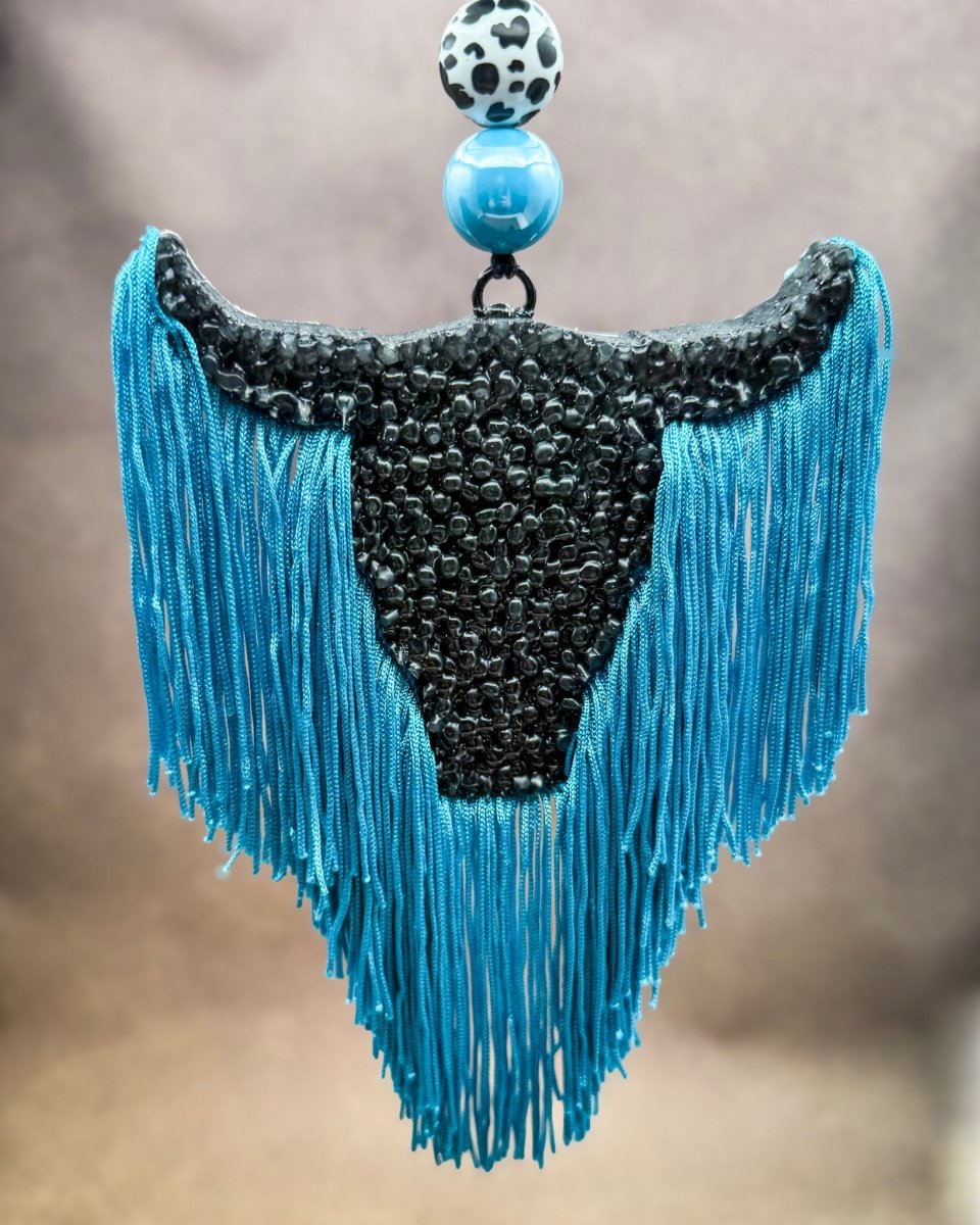 Turquoise After Dark Bull Skull Car Freshie in Volcano